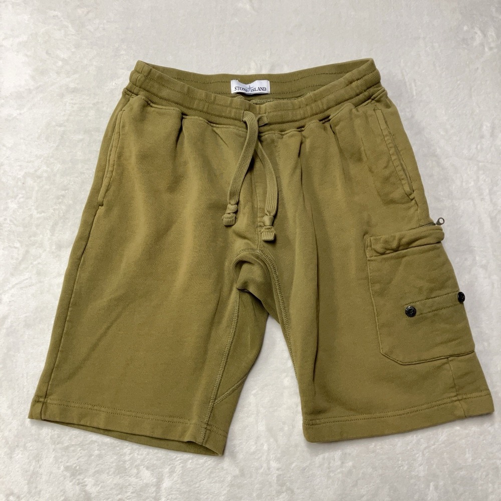 Stone‎ Island Sweat Shorts Mens M Green Cotton Drawstring Athleisure Comfy RARE
